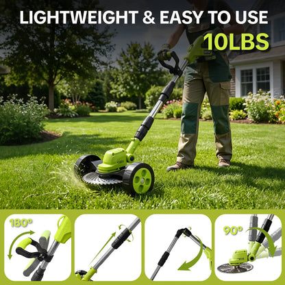 SEESE Cordless Lawn Mower, Garden Tool (Mower, Trimmer, Edger) with 2×21V Batteries, Lightweight for Small to Medium Backyards Grass Cutting Tool Grasscutters