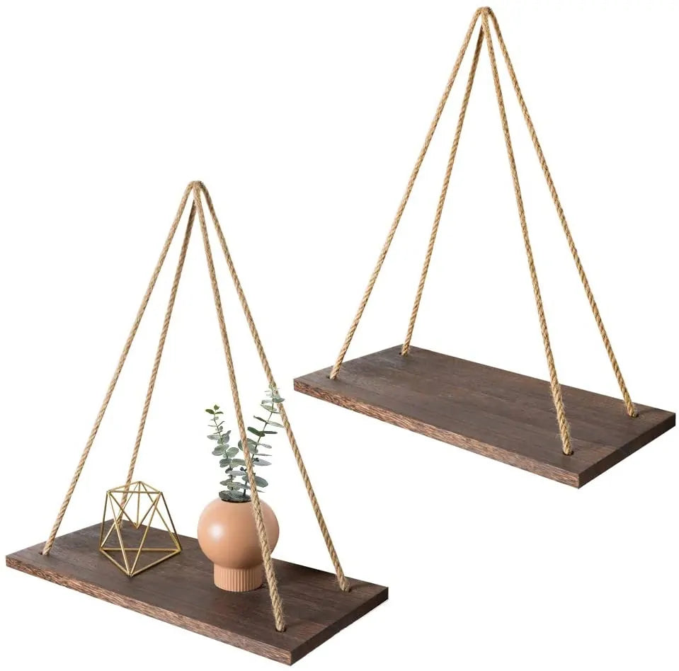 Wooden Rope Swing Shelf