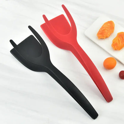 2 In 1 Nylon Grip Flip Tongs Egg Spatula