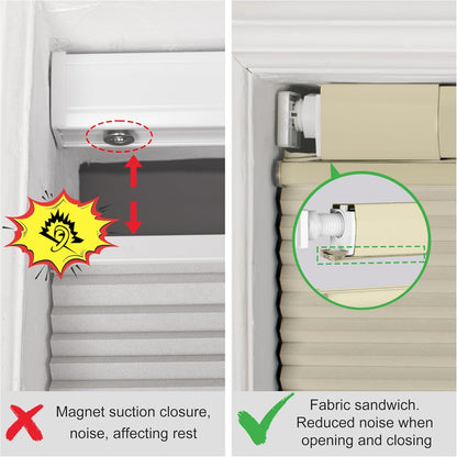 Top down Bottom up Cordless Cellular Shades,No Drill Blinds 34"X48" | Beige Blackout TDBU Adjusts Light & Privacy. No-Drill Mount. Honeycomb Saves Energy, Insulates, Blocks Light & Cuts Noise.