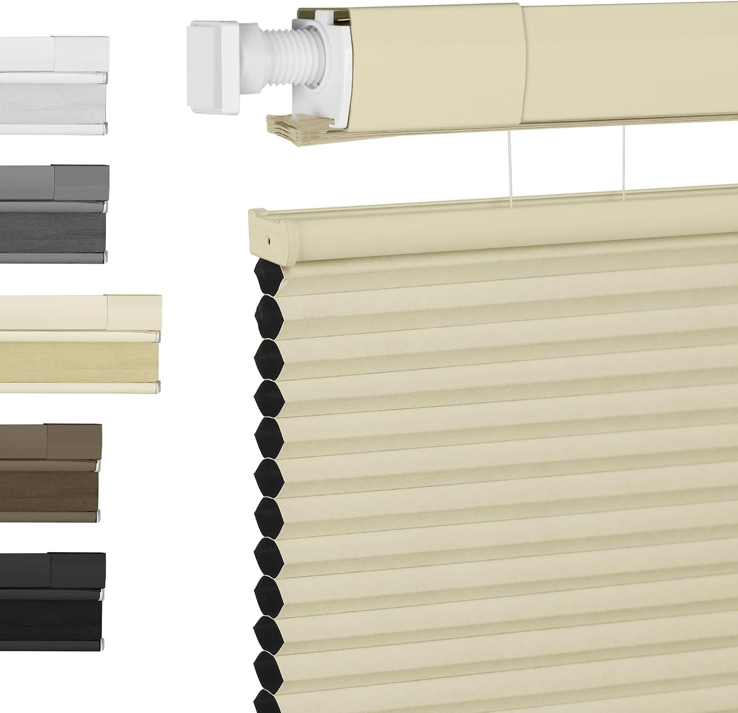 Top down Bottom up Cordless Cellular Shades,No Drill Blinds 34"X48" | Beige Blackout TDBU Adjusts Light & Privacy. No-Drill Mount. Honeycomb Saves Energy, Insulates, Blocks Light & Cuts Noise.