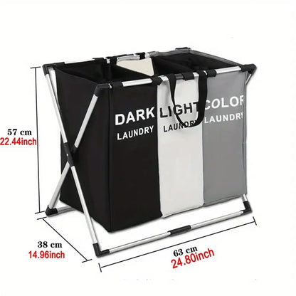 1-3Grids Laundry Basket Foldable Dirty Clothes Organizer Bathroom Waterproof Storage Basket Large Laundry Hamper Two Size New