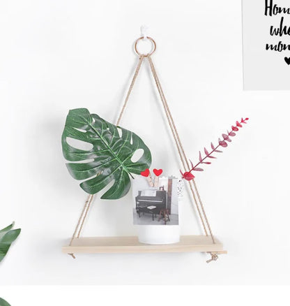 Wooden Rope Swing Shelf