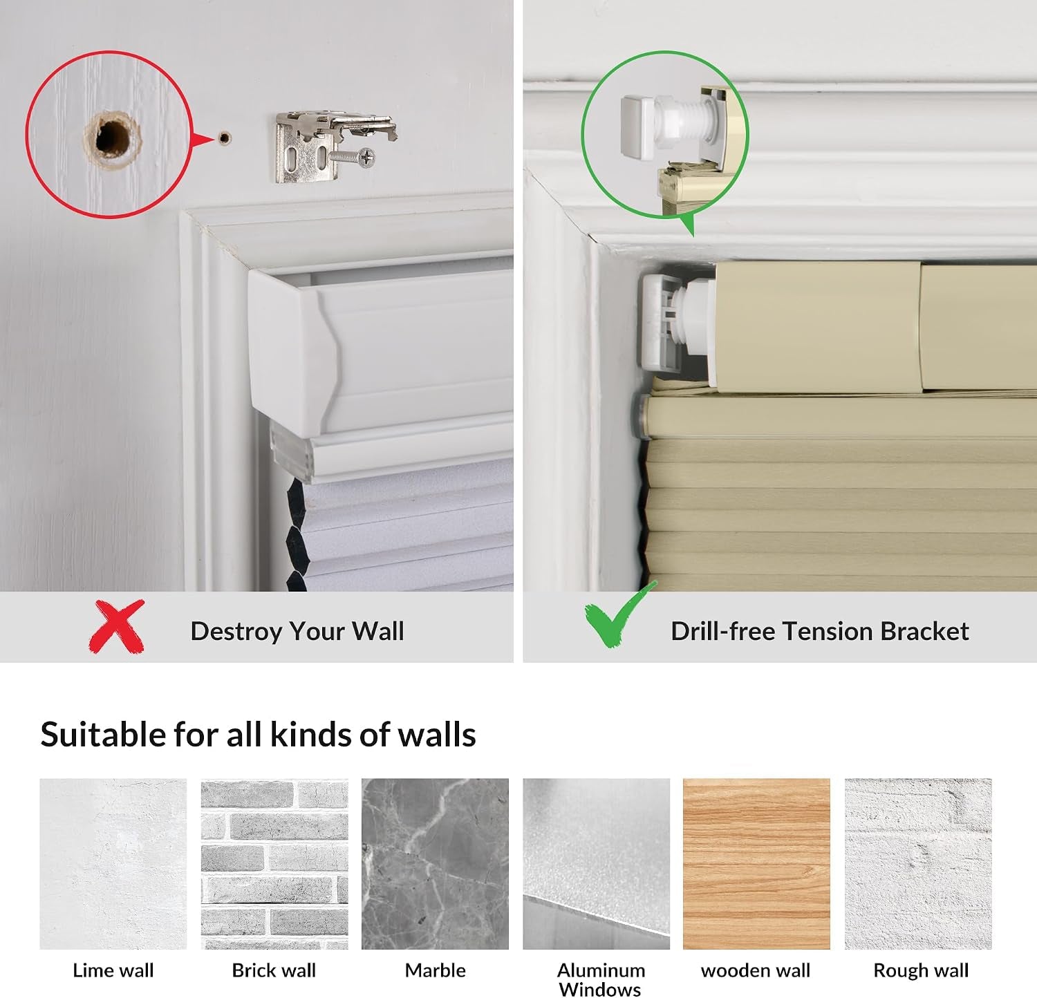 Top down Bottom up Cordless Cellular Shades,No Drill Blinds 34"X48" | Beige Blackout TDBU Adjusts Light & Privacy. No-Drill Mount. Honeycomb Saves Energy, Insulates, Blocks Light & Cuts Noise.